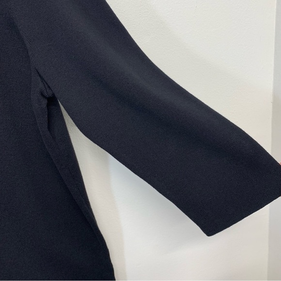 Talbots Rib Knit Top 2X Black Scallop Hem Cotton Modal Stretch Boat Neck - Picture 4 of 11